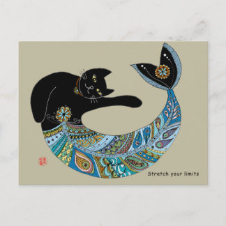 Mermaid cat briefkaart