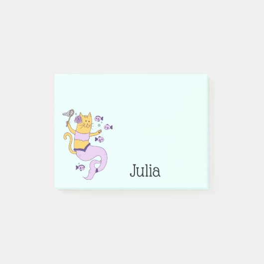 Mermaid Cat Personalized Post-it® Notes (Voorkant)
