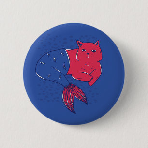 Mermaid Cat Ronde Button 5,7 Cm