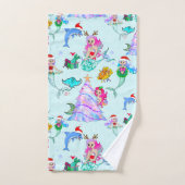 Mermaid Celebrating Christmas With Friends (Serviette à main)