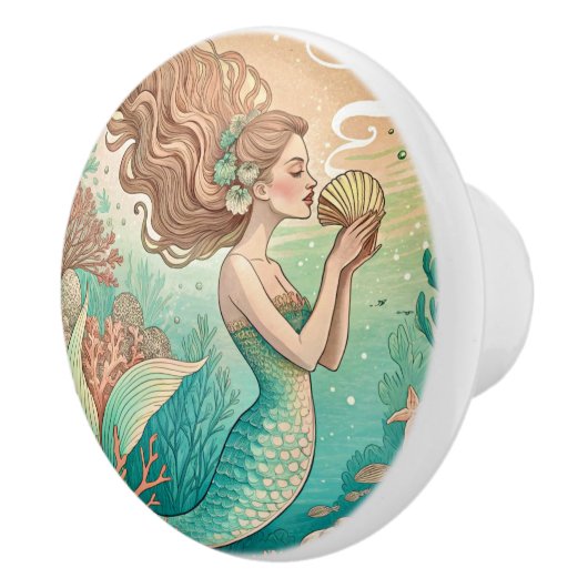 Mermaid ceramic drawer knobs keramische knop (Rechts)