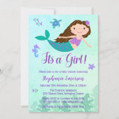 Mermaid C'est une fille Baby Shower Invitations (Devant)