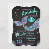 Mermaid Chalkboard invitation d'anniversaire, part (Devant)