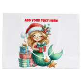 Mermaid Christmas Large Gift Bag – Personalized Groot Cadeauzakje (Achterkant)