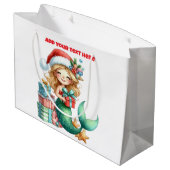 Mermaid Christmas Large Gift Bag – Personalized Groot Cadeauzakje (Achterkant Gekanteld)