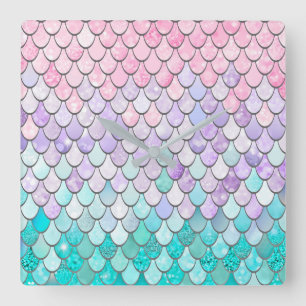 Mermaid Clock, Girls Bedroom Decor Vierkante Klok
