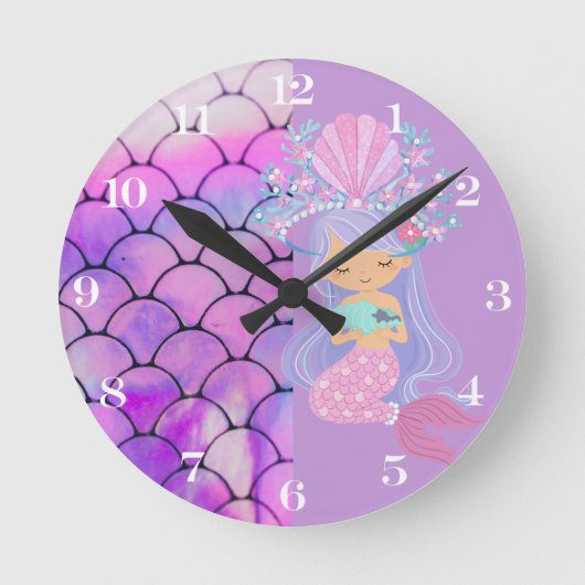 Mermaid Clock Ronde Klok (Voorkant)