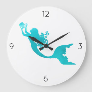 Mermaid Clock - wit Grote Klok