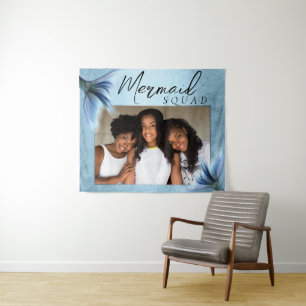 Mermaid Crew Ice Blue   Gedempte Glam Vrienden Fot Wandkleed