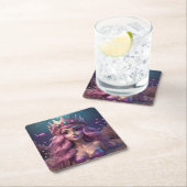 Mermaid Crown Vierkante Kartonnen Onderzetter (Insitu)