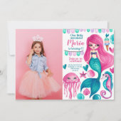Mermaid Custom foto Birthday Uitnodiging (Voorkant)