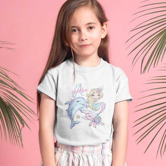 Mermaid Custom Kids Nom Rose Girl T-shirt