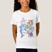 Mermaid Custom Kids Nom Rose Girl T-shirt (Devant)