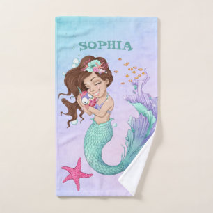 Mermaid Cute Blue Dark Coiffure Starfish Personnel