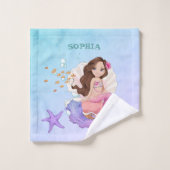 Mermaid Cute Blue Dark Coiffure Starfish Personnel (Gant de toilette)
