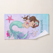 Mermaid Cute Blue Dark Coiffure Starfish Personnel (Serviette à main)