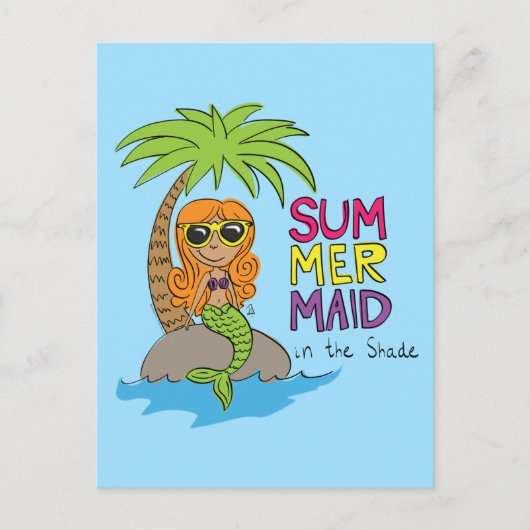 Mermaid Cute Briefkaart for Summer (Voorkant)