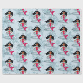Mermaid Cute Girl Whimsical Snowflakes Cadeaupapier (Vlak)