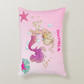 Mermaid Cute Pink Starfish Personal Blue Accent Kussen (Voorkant(Verticaal))