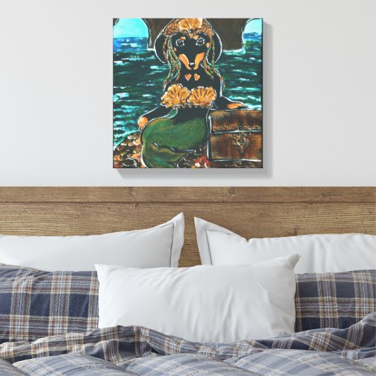 MERMAID DACHSHUND CANVAS AFDRUK (Insitu (Slaapkamer))