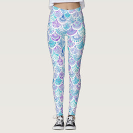 MERMAID DAYDREAMS Waterverf Boho Beach Fish Scale Leggings