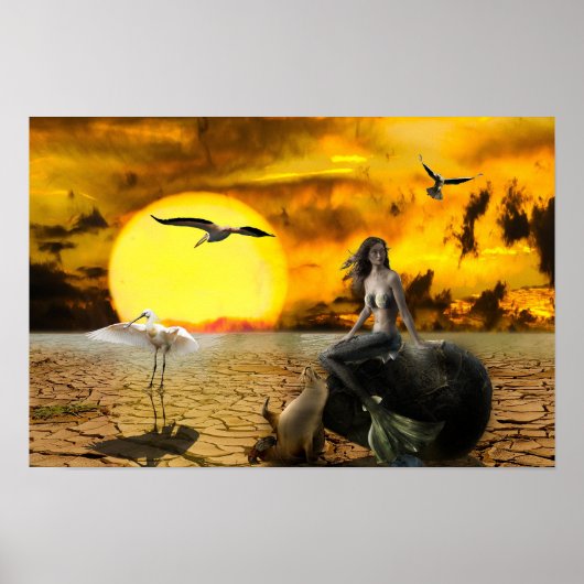 Mermaid Desert Fantasy Art Poster (Voorkant)