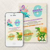Mermaid Dinosaur Joint Double Invitation Anniversa