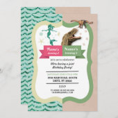 Mermaid & Dinosaur Joint Garçon fille Invitations  (Devant / Derrière)