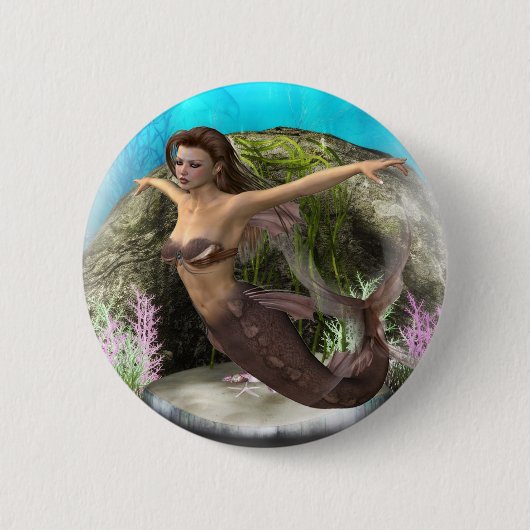 Mermaid Diva Ronde Button 5,7 Cm (Voorkant)