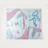 Mermaid dive into five 5th birthday welcome large wandkleed (Voorkant (horizontaal))