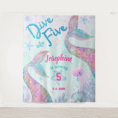 Mermaid dive into five 5th birthday welcome large wandkleed (Voorkant)