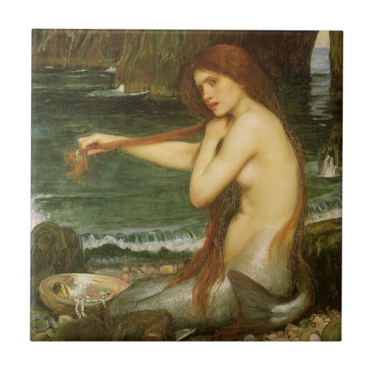 Mermaid door John William Waterhouse Tegeltje (Voorkant)