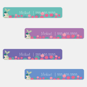 Mermaid Dot School Class Lunch Naam Nummer Labels