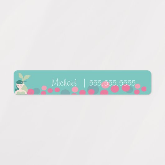 Mermaid Dot School Class Lunch Naam Nummer Labels (Design 1)