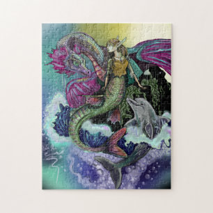Mermaid, Draak,&Dolphin Legpuzzel