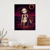 Mermaid Eclipse gothic moon fantasy Art Print (Keuken)
