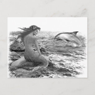 Mermaid en Dolphin Briefkaart