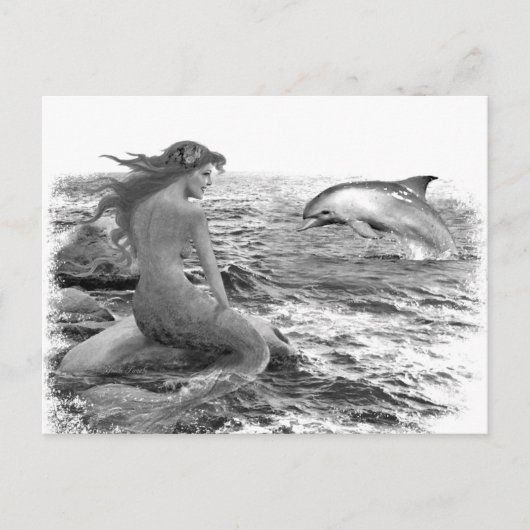 Mermaid en Dolphin Briefkaart (Voorkant)