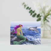 Mermaid en Dolphin Briefkaart (Staand voorkant)