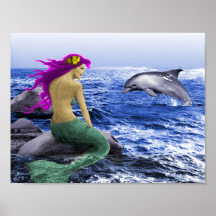 Mermaid en Dolphin Poster