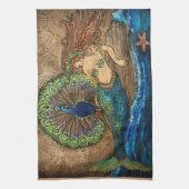 Mermaid en Peacock Theedoek (Verticaal)