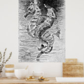 Mermaid en Seahorse Poster (Keuken)