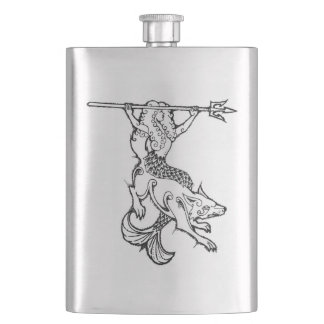 Mermaid en Wolf Flask Heupfles