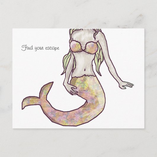 mermaid escape briefkaart (Voorkant)