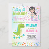 Mermaid Et Dinosaur Invitation Magique (Devant)