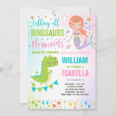 Mermaid Et Dinosaure Anniversaire Invitation Magiq (Devant)