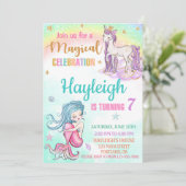Mermaid et Unicorn invitation anniversaire Fille f (Debout devant)