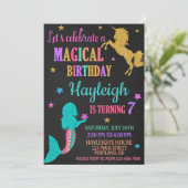 Mermaid et Unicorn invitation anniversaire Magie (Debout devant)