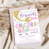 Mermaid Et Unicorn Invitation Magique Anniversaire