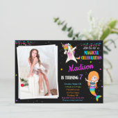 Mermaid et Unicorne invitation anniversaire Dabbin (Debout devant)